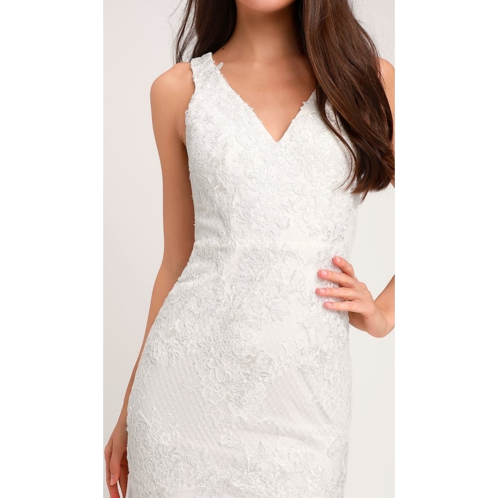 Lulu's White Maxi Lace Dress Wedding - Picture 3 of 6